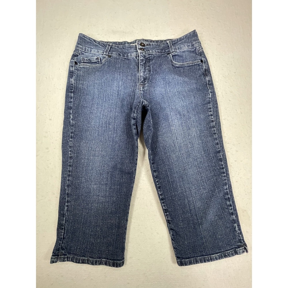Jeanstar Capri Jeans Womens 10 Blue Premium Denim Stretch Darkβ Wash Mid Rise